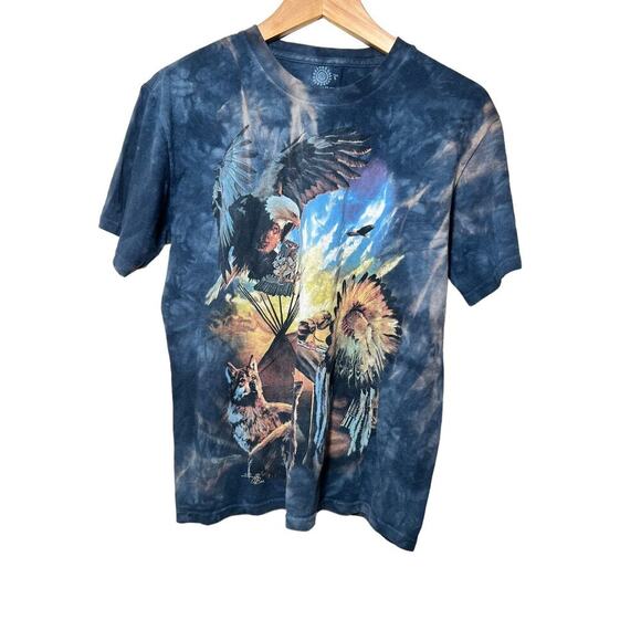 Vintage The Mountain Bald Eagle & Native American Graphic Tee – Tie-Dye Nature S - Picture 1 of 6
